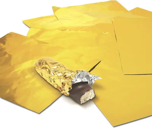 Miniatura 5 de Better Kitchen Products Envolturas de caramelo de papel de aluminio dorado, 6 x 7.5 pulgadas, parte trasera plateada, embalaje individual