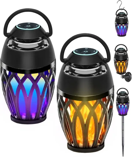 Miniatura 10 de Altavoces Bluetooth mejorados para exteriores, altavoz portátil impermeable IPX6 con luces de llama LED RGB, artilugio para papá, sonido estéreo HD
