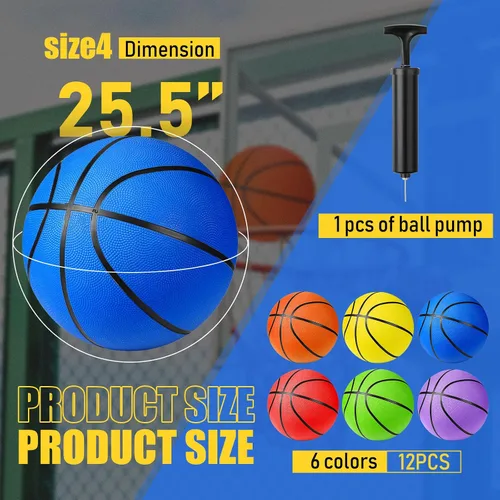 Miniatura 2 de Jerify - Juego de 12 pelotas de baloncesto de goma de tamaño oficial para niños, junior y jóvenes, para interiores y exteriores, con bomba, regalos