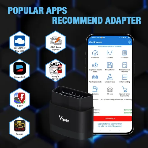 Miniatura 6 de Vgate iCar Pro 2S - Escáner Bluetooth OBD2, herramienta de diagnóstico de coche, lector de código para Android, iOS y Windows, color negro
