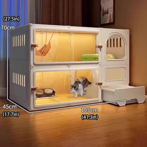 Miniatura 2 de Jaulas grandes para gatos de 2/3/4 niveles para interiores, jaula para gatos con caja de arena, villa para gatos, jaula para gatos