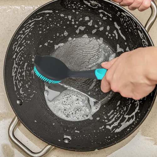 Miniatura 7 de Paquete de 2 cepillos de platos con asa, cepillo suave para lavar platos de cocina, para limpiar ollas, sartén, fregadero