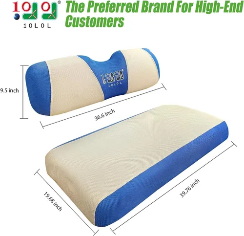 Miniatura 2 de 10L0L Fundas de asiento de carrito de golf para EZGO TXT RXV y Club Car DS 2000-up, tela de malla de aire transpirable lavable, color beige y azul