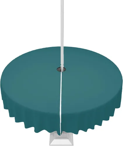 Miniatura 33 de QueenKer Mantel de exterior verde oliva con agujero para sombrilla y cremallera, mantel de color sólido para mesas cuadradas, colección de mesa
