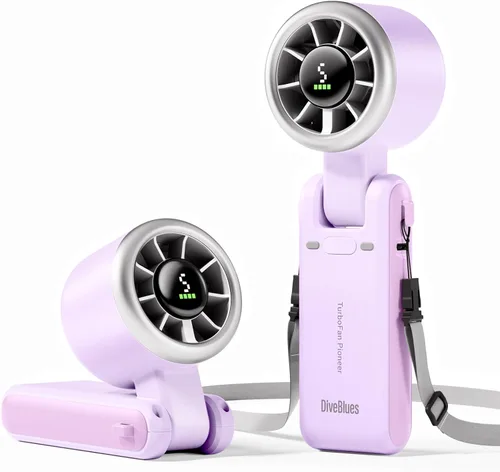 Miniatura 15 de Diveblues Ventilador Turbo Portátil de Mano, Viento de 5 Velocidades, Funciona con Batería, Hasta 12 Horas de Funcionamiento, Ventilador de Mano 3