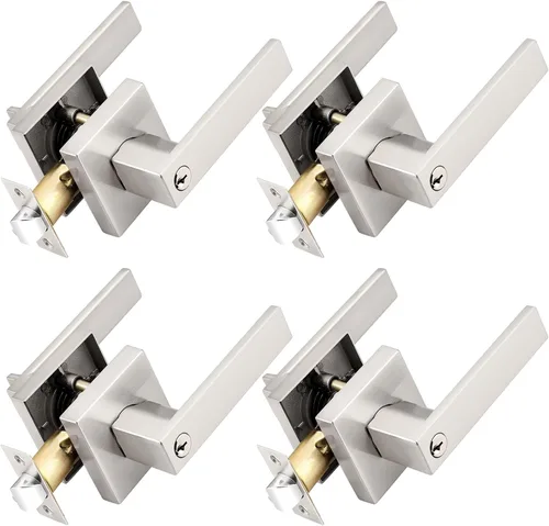 Miniatura 118 de Probrico Paquete de 4 manijas de puerta simuladas en negro mate, manijas interiores que no giran, manijas reversibles resistentes para interiores