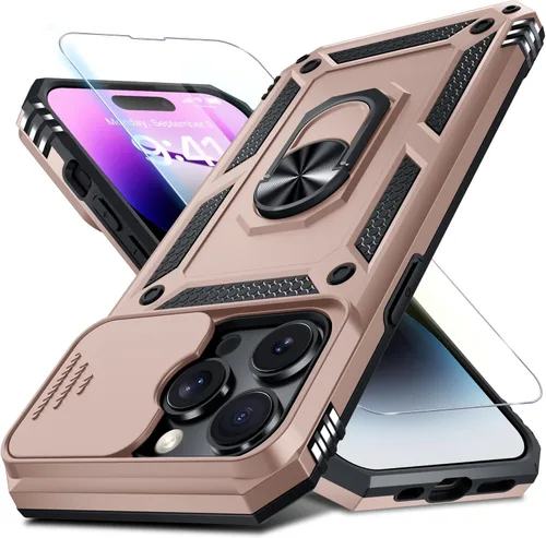 Miniatura 110 de Janmitta - Funda para iPhone 14 Pro con cubierta deslizante para lente de cámara incorporada + protector de pantalla, funda de cuerpo completo
