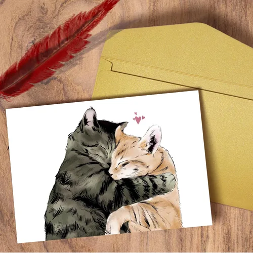 Miniatura 4 de Tarjeta de San Valentín para novio y novia, bonita tarjeta de aniversario de gatos para él y ella, adorable regalo de San Valentín