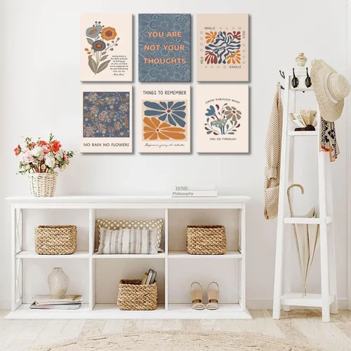 Miniatura 3 de 6 lienzos de salud mental para pared, estilo bohemio, psicología motivacional, decoración de pared, fotos, terapia, oficina, arte de pared