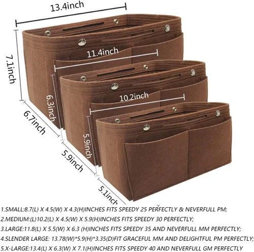 Miniatura 53 de LEXSION Organizador de fieltro para bolso – Bolsa de bolsillo múltiple en bolsa organizadora