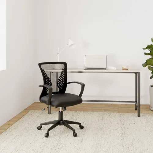 Miniatura 2 de Silla de oficina ergonómica de malla para computadora BestOffice, con reposabrazos, soporte lumbar, respaldo medio, giratoria, ajustable, para Negro