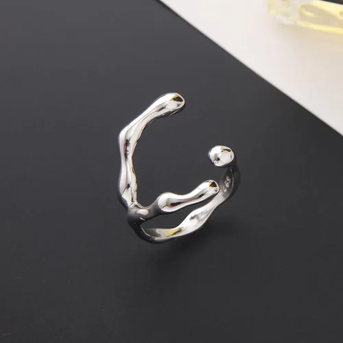 Miniatura 252 de Anillo de plata de ley 925, minimalista, ajustable, hecho a mano, para mujeres y niñas