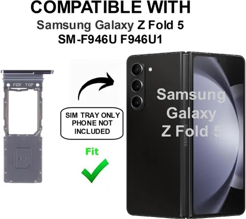 Miniatura 2 de Z Fold5 2023 - Bandeja de tarjeta SIM para Samsung Galaxy Z Fold 5 5G SM-F946U F946/F946U1 versión de EE. UU. (Phantom Black)