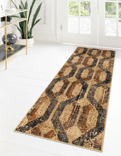 Unique Loom Saturn Collection - Astra (Runner 2 pies 2 pulgadas x 5 pies 0 pulgadas, beige crema/negro)