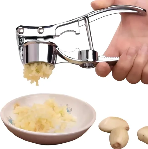 Prensa de ajo de acero inoxidable 5 en 1, dispositivo de cocina multifunción con picadora, trituradora, abridor de botellas, removedor de pozos