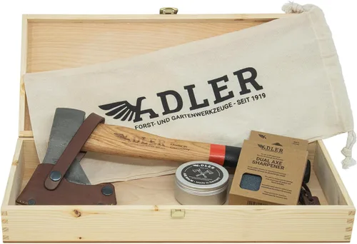 Miniatura 8 de Adler Rheinland - Hacha de camping con funda de cuero, forjado alemán, mango de nogal de 14 pulgadas, hacha compacta para senderismo, bushcraft