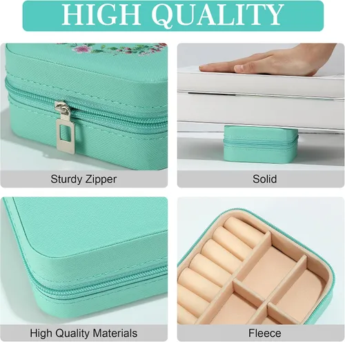 Miniatura 4 de Parima Joyero de viaje Organizador de joyas con iniciales pequeñas Joyero de viaje azul para mujeres y niñas Organizador de aretes Idea