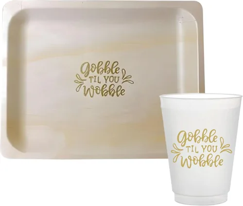 Miniatura 8 de Perfect Stix Vasos Flex Frost de 16oz con impresión Gobble Till You Wobble – Paquete de 25