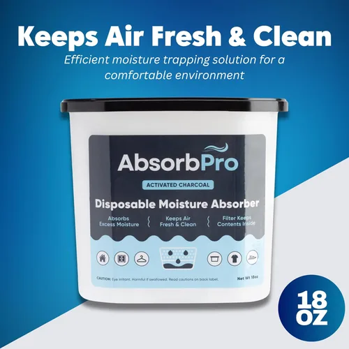 Miniatura 2 de Absorb Pro - Recipiente Absorbedor de Humedad con Carbón Activado - Paquete de 3 - Caja Eliminadora de Olores Desechable de 18 oz y Deshumidificador
