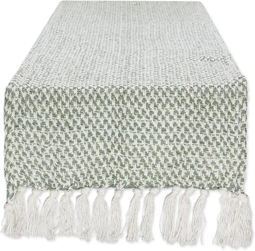 Miniatura 28 de DII Woven Basics Collection Camino de mesa de punto 100% algodón, 15"x108", Stone Piedra