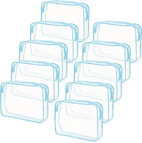 Miniatura 9 de Tbestmax 10 Piezas Bolsas de Cosméticos Transparentes Bolsas de Maquillaje Portátiles Impermeables Bolsas de Artículos de Tocador de Viaje Negro
