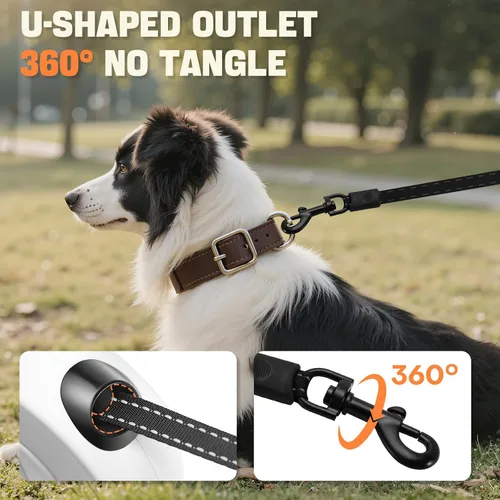Miniatura 6 de Correa retráctil para perro con luz LED y cinta reflectante para paseo nocturno, correa de perro de 16 pies con dispensador de bolsas