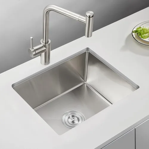 Miniatura 2 de Fregadero de cocina de 20 pulgadas, acero inoxidable SUS304 hecho a mano, fregadero de cocina con colador de fregadero (cepillado), 20 x 16 x 9