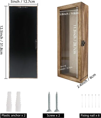 Miniatura 6 de GraduatePro Marco tipo shadow box: caja expositora de 5x12 con parte trasera de lino, puerta de vidrio real con bisagra, marco para fotos, ramo