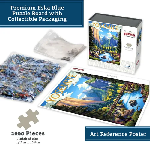 Miniatura 3 de Boardwalk Puzzles Yosemite National Park - Rompecabezas de 1000 piezas para adultos, fabricado en Estados Unidos