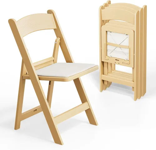 Miniatura 23 de VINGLI Sillas plegables de resina con cojín, silla plegable de plástico con cómodos asientos acolchados, perfectas para fiestas y eventos en Negro