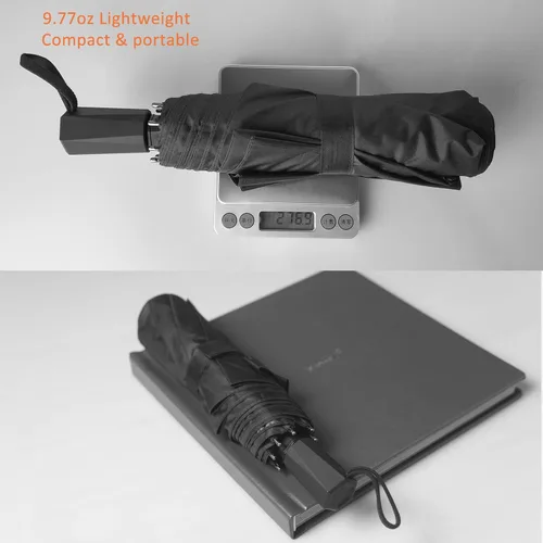 Miniatura 7 de Chioee Sombrilla de viaje ligera, súper repelente al agua, sombrilla portátil para hombres y mujeres, revestimiento de teflón, bloqueo de luz