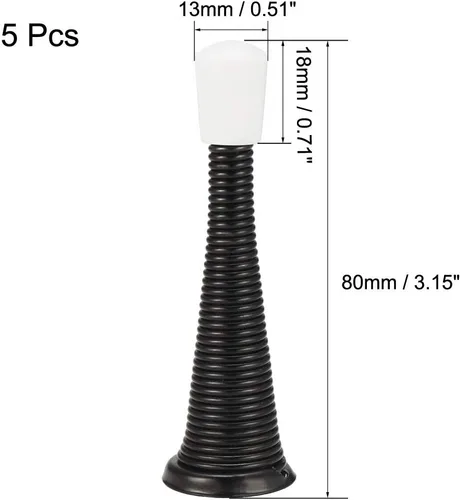 Miniatura 2 de uxcell Topes de puerta roscados de resorte cromados, 3-1/8 pulgadas de longitud, blanco y negro, 5