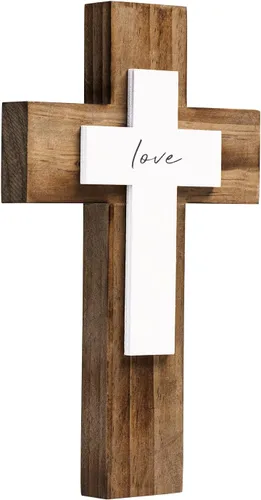 Miniatura 19 de OKSQW Cruz de pared de madera cristiana espiritual Cruz religiosa Regalos con gancho para colgar en la pared o mesa con bendita para la iglesia