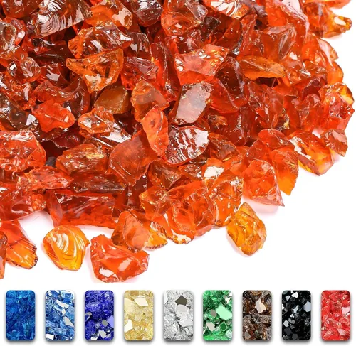 Miniatura 17 de GRISUN Vidrio de fuego azul océano Pacífico para hoguera, 10 libras 1/2 pulgada rocas de vidrio templado para chimenea natural o propano, seguro