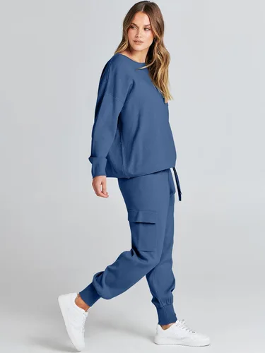 Miniatura 3 de Caracilia Conjuntos de dos piezas para mujer, conjuntos de suéter de manga larga, tops de punto a juego, pantalones deportivos tipo cargo a juego