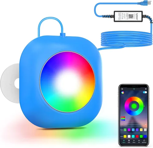 LyLmLe Luces LED para piscina sobre el suelo con control de aplicación, luces subacuáticas magnéticas RGB inteligentes de 20 W con temporizador, 800
