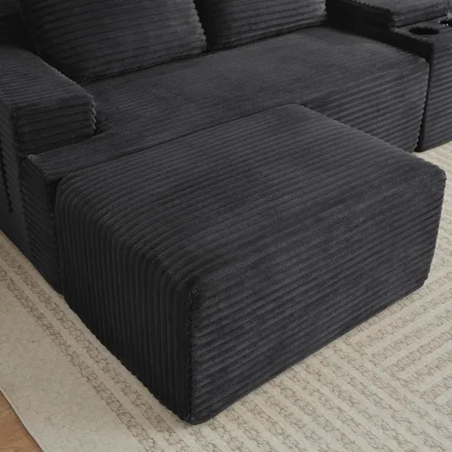 Miniatura 7 de 141" Oversized U Shaped Cloud Sectional Couches with Storage Console for Living Room, Corduroy Compressed Boneless Couch, Symmetrical Sofa & Couch