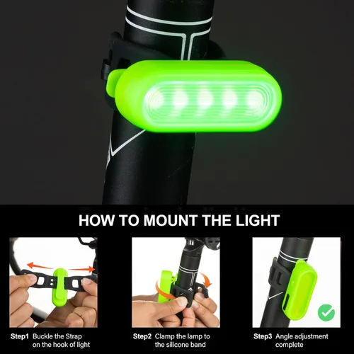 Miniatura 7 de Luces LED de seguridad para bicicleta, luz trasera de bicicleta rojo/verde, linterna de seguridad trasera de bicicleta, recargable por USB C, 4