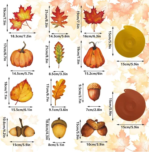 Miniatura 2 de Whaline 32 piezas de remolino colgante de otoño, calabaza, hoja de arce, piña, remolino, decoración para colgar en el techo, remolinos de fiesta
