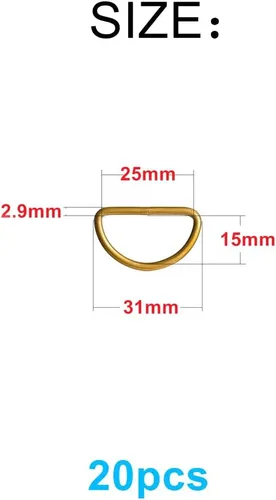Miniatura 2 de 20 piezas de anillos en D de 1" (25mm) soldados de metal fuerte bronce semi-circular para collares de mascotas, hardware, bolsas, anillo de hebilla