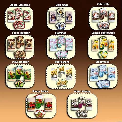 Miniatura 8 de Juego de toallas de cocina Café Latte de 5 piezas – Guante acolchado para horno y 2 agarraderas, perfecto para los amantes del café