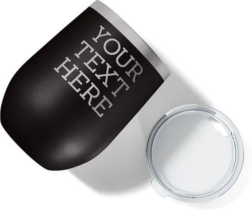 Miniatura 6 de Vaso de vino personalizado de acero inoxidable recubierto de polvo de 12 onzas con tapa, grabado personalizado, regalos de vino personalizados