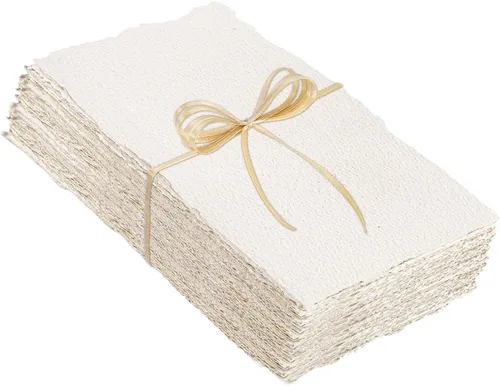 Miniatura 10 de 100 Hojas de Papel Acuarela 8.5 x 11, Papel de 300 g/m² con Borde Deshilachado Papel en Bruto/Texturizado Hecho a Mano para Acuarelas, Invitaciones