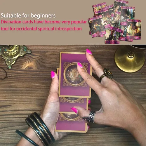 Miniatura 6 de Yitengteng Juego de cartas de tarot con holograma de ángel romántico, con bolsa, tarjetas Oracle para contar el futuro con efecto flash, tarjeta