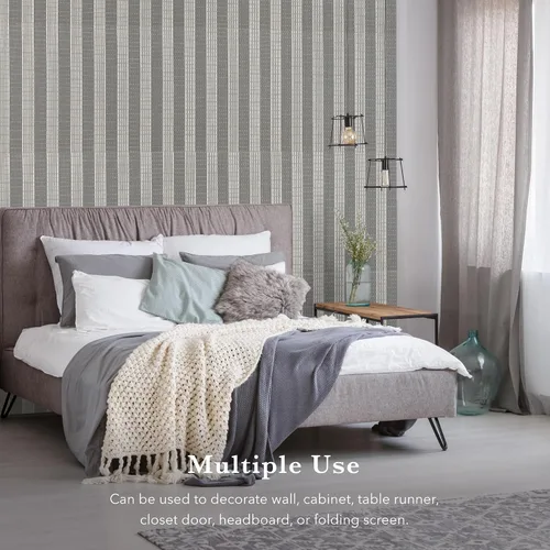 Miniatura 3 de GoDear Design Papel tapiz de imitación de tela de hierba, papel texturizado tipo tela para cubrir muebles, 23" An x 96" L, papel sin adhesivo, rayas