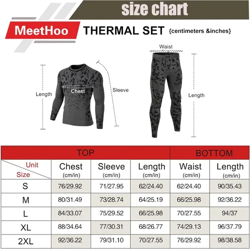 Miniatura 6 de MeetHoo Conjunto de ropa interior térmica para hombre ropa de invierno para hombre capa base de capa base larga