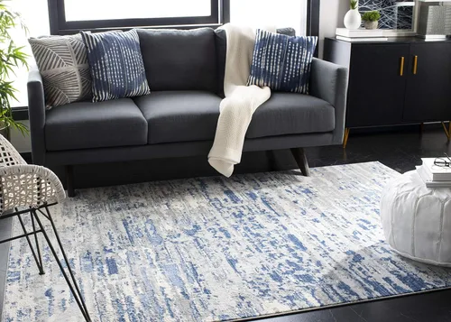 Miniatura 20 de SAFAVIEH Jasper Collection - Alfombra decorativa de 2 x 4 pies, gris y azul, diseño abstracto moderno, no desprende pelusa y de fácil cuidado, ideal