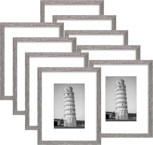 Miniatura 9 de Wiscet Juego de 9 marcos de fotos de 8 x 10 pulgadas, muestra fotos de 5 x 7 pulgadas con paspartú o de 8 x 10 pulgadas sin paspartú, marco de fotos