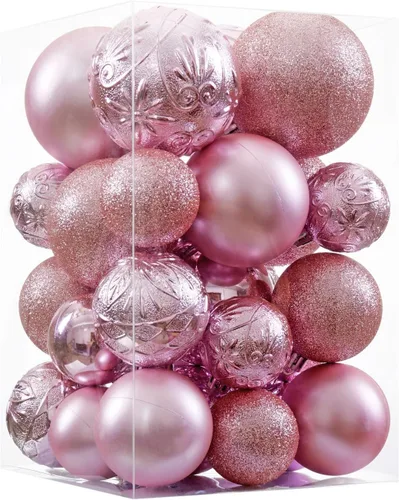 Miniatura 12 de Wironlst - Adornos de bola de Navidad de 30 piezas, adornos de Navidad de plástico irrompibles para árbol de Navidad, vacaciones, boda, fiesta Blanco