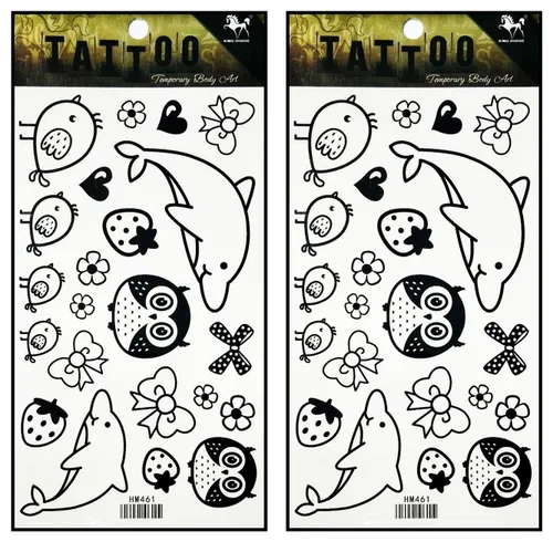Miniatura 23 de Tatuajes 2 hojas de luna sol estrellas sobre amarillo azul impermeable tatuaje falso temporal pegatinas arte corporal extraíble para hombres mujeres